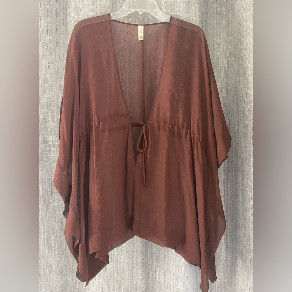 Victoria’s Secret Silk Sheer Brown Swimsuit Poncho Coverup